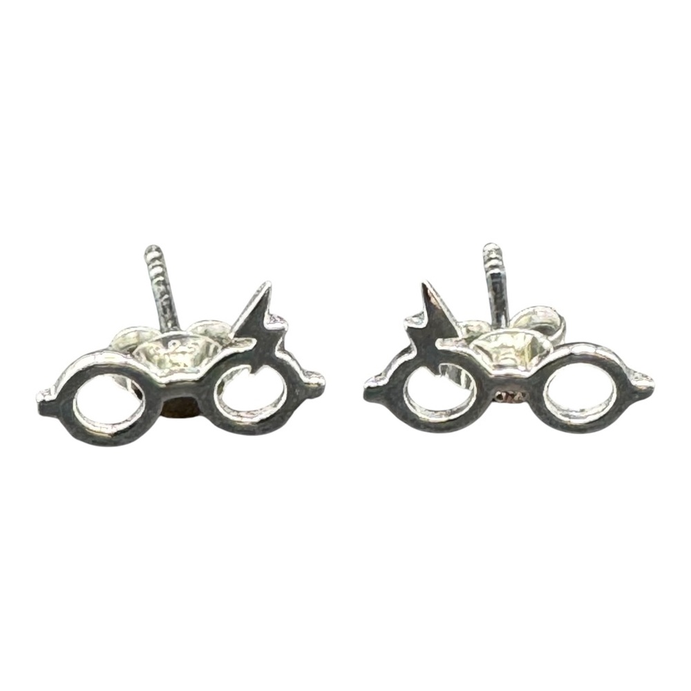 Silver Lightning Bolt Stud Earrings - image 2